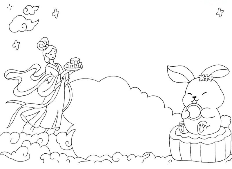 tranh tô màu chị hằng nga 7