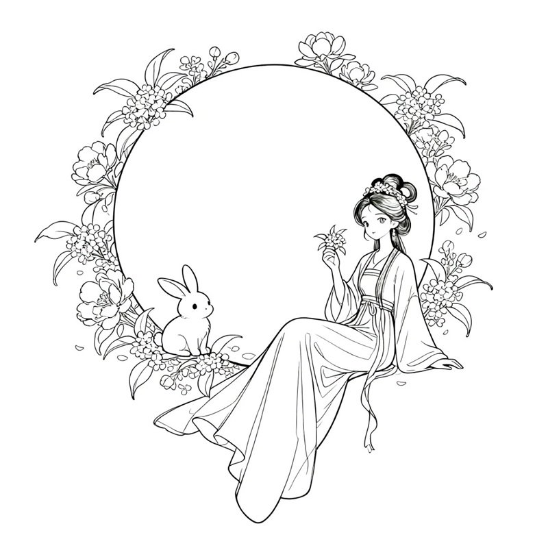 tranh tô màu chị hằng nga 8