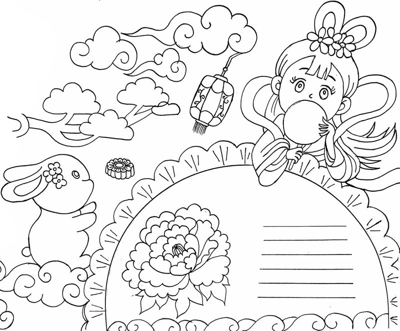 tranh tô màu chị hằng nga 9