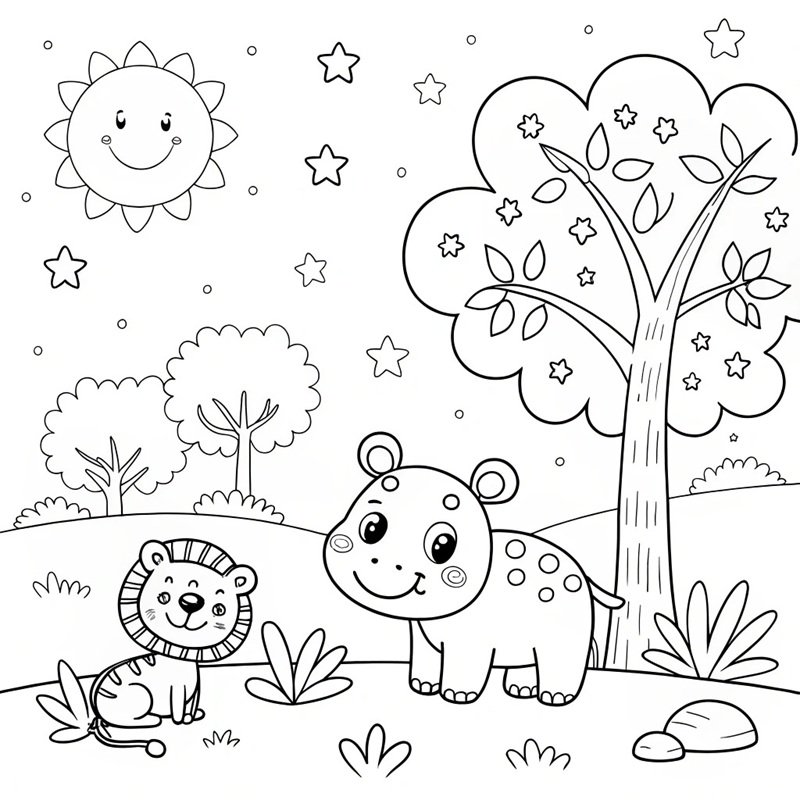 tranh tô màu động vật sống trong rừng 34