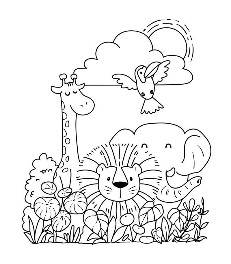 tranh tô màu động vật sống trong rừng 4