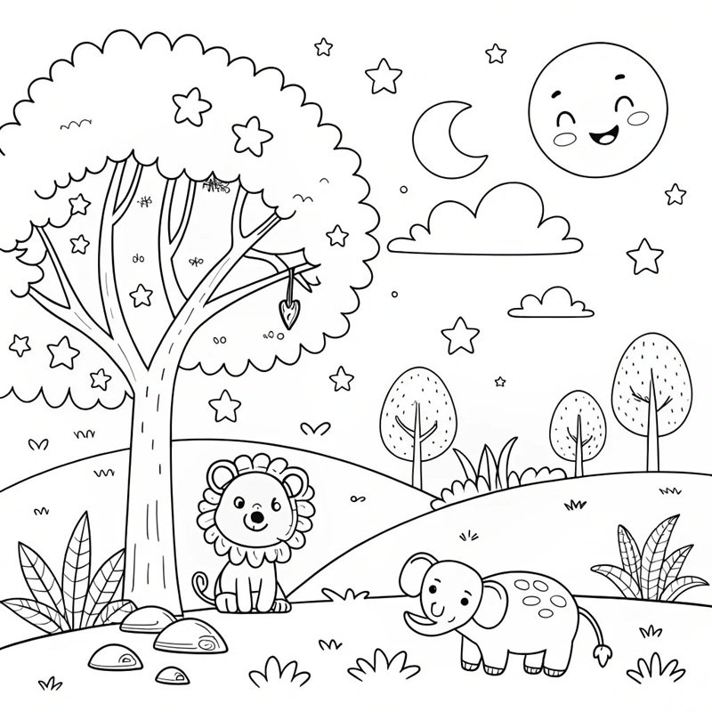 tranh tô màu động vật sống trong rừng 42