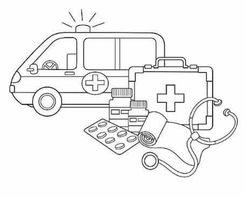 tranh tô màu dụng cụ bác sĩ 24