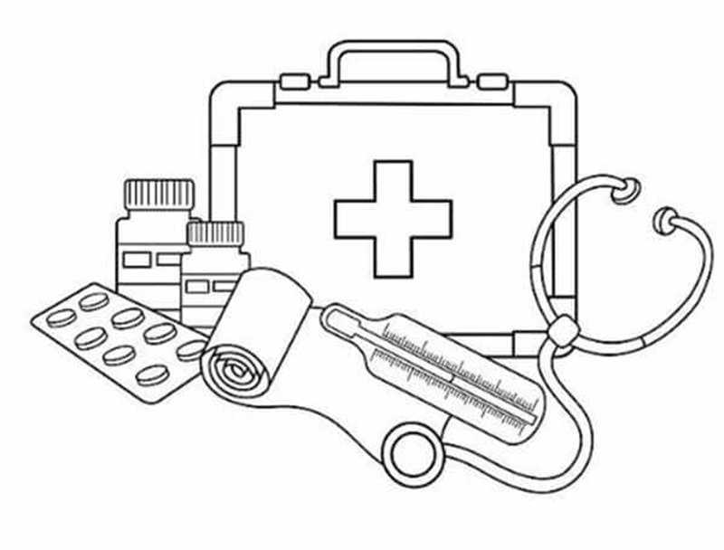 tranh tô màu dụng cụ bác sĩ 25