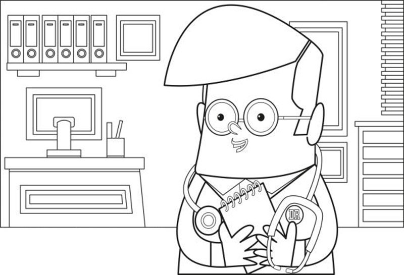 tranh tô màu dụng cụ bác sĩ 3