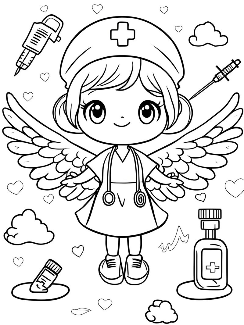 tranh tô màu dụng cụ bác sĩ 31