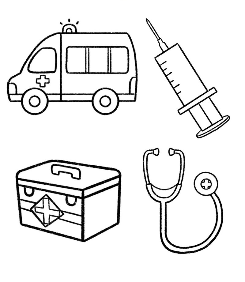 tranh tô màu dụng cụ bác sĩ 34