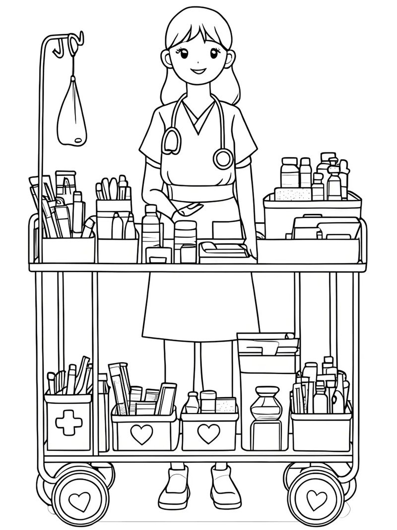 tranh tô màu dụng cụ bác sĩ 36