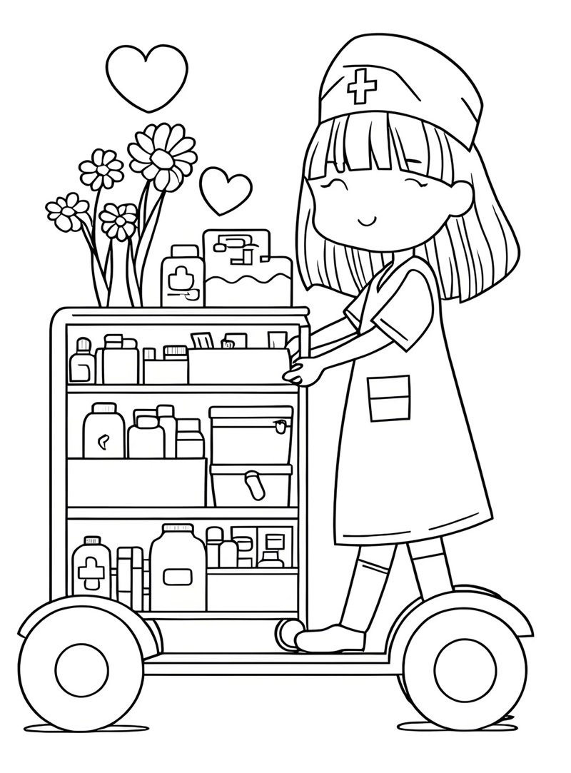 tranh tô màu dụng cụ bác sĩ 37