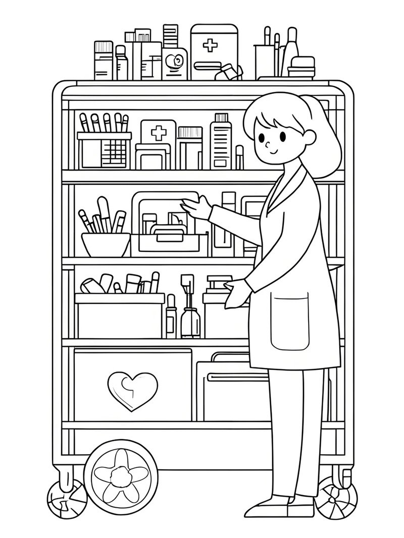 tranh tô màu dụng cụ bác sĩ 39