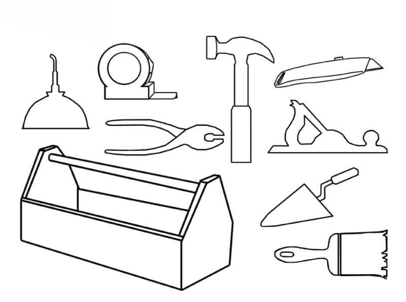 tranh tô màu dụng cụ nghề xây dựng 17