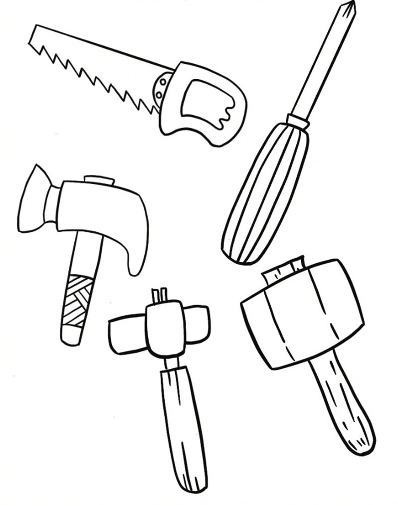 tranh tô màu dụng cụ nghề xây dựng 39