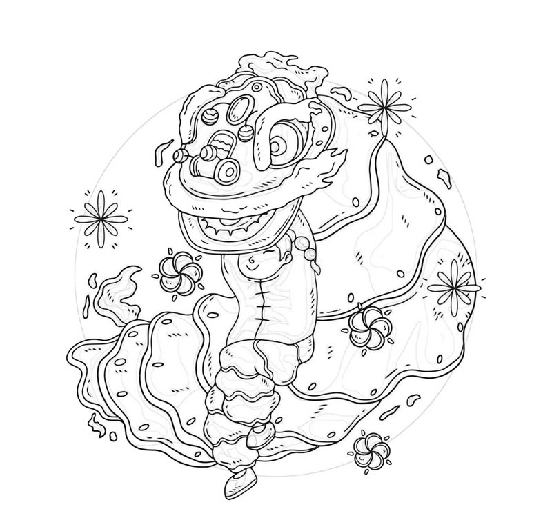 tranh tô màu múa lân 12