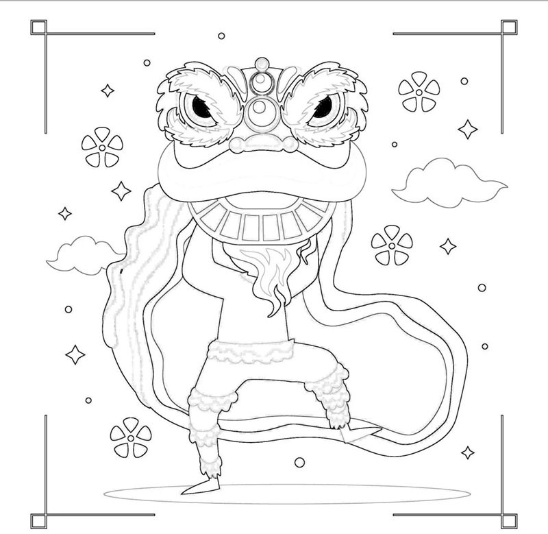 tranh tô màu múa lân 13