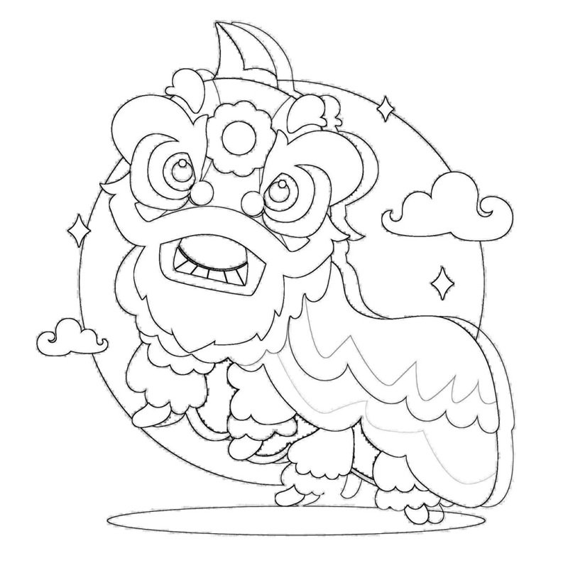 tranh tô màu múa lân 14