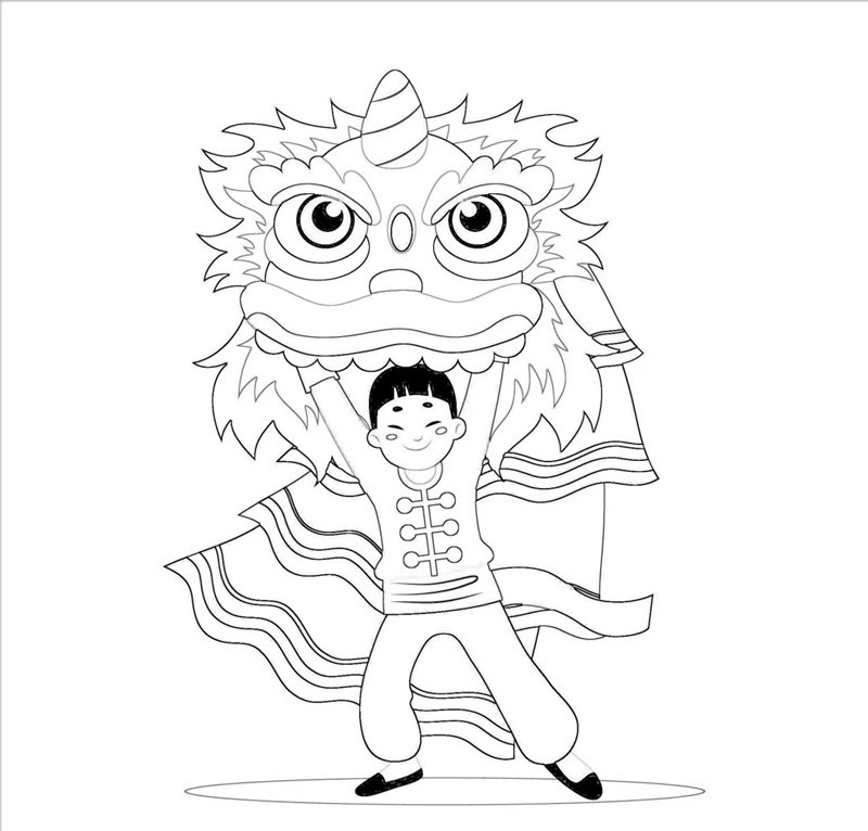 tranh tô màu múa lân 17