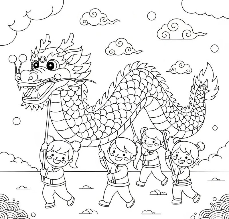 tranh tô màu múa lân 22