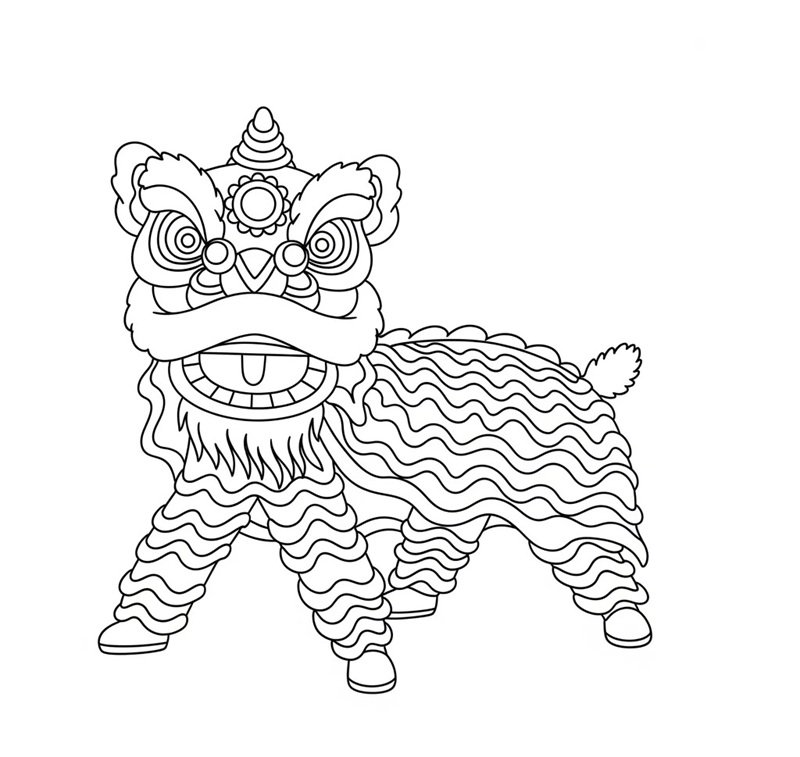 tranh tô màu múa lân 24