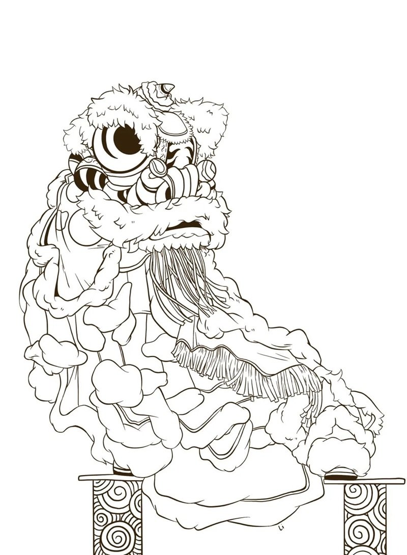 tranh tô màu múa lân 26