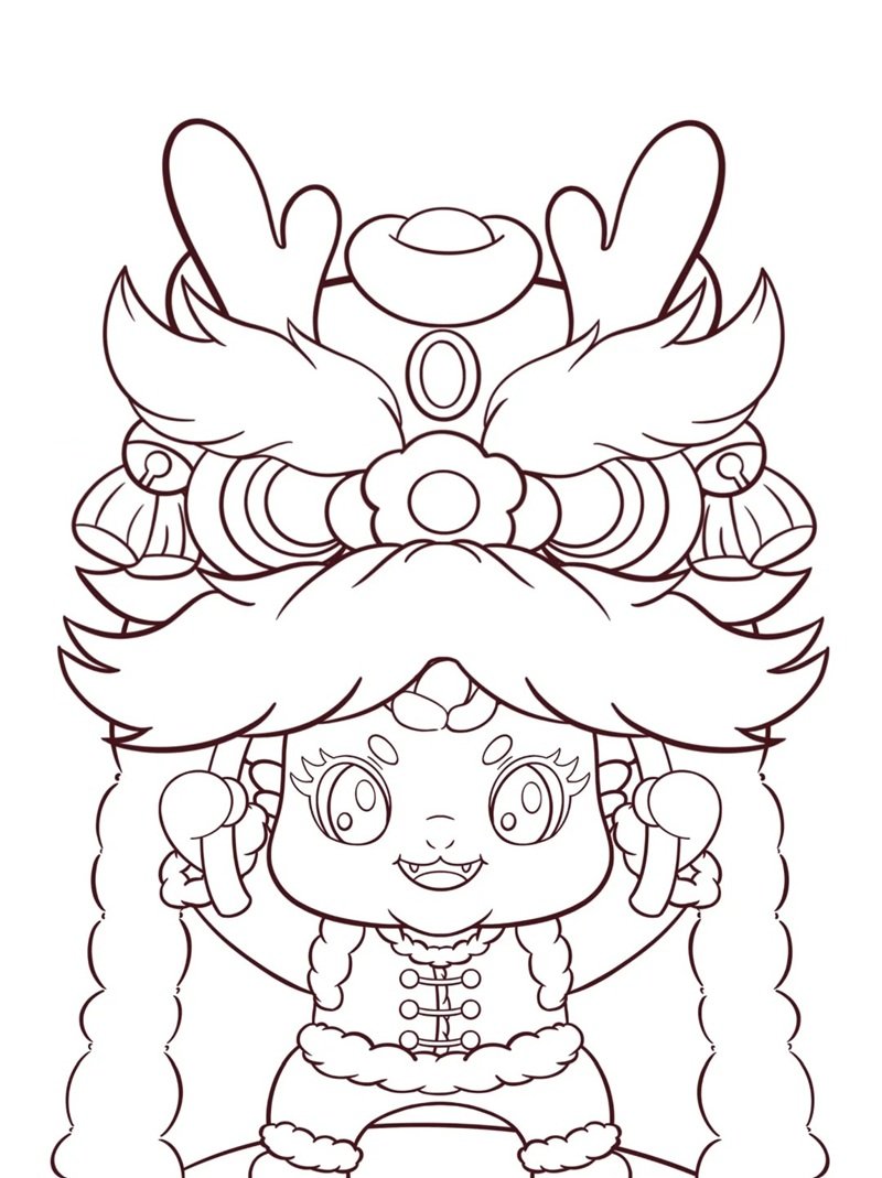 tranh tô màu múa lân 28