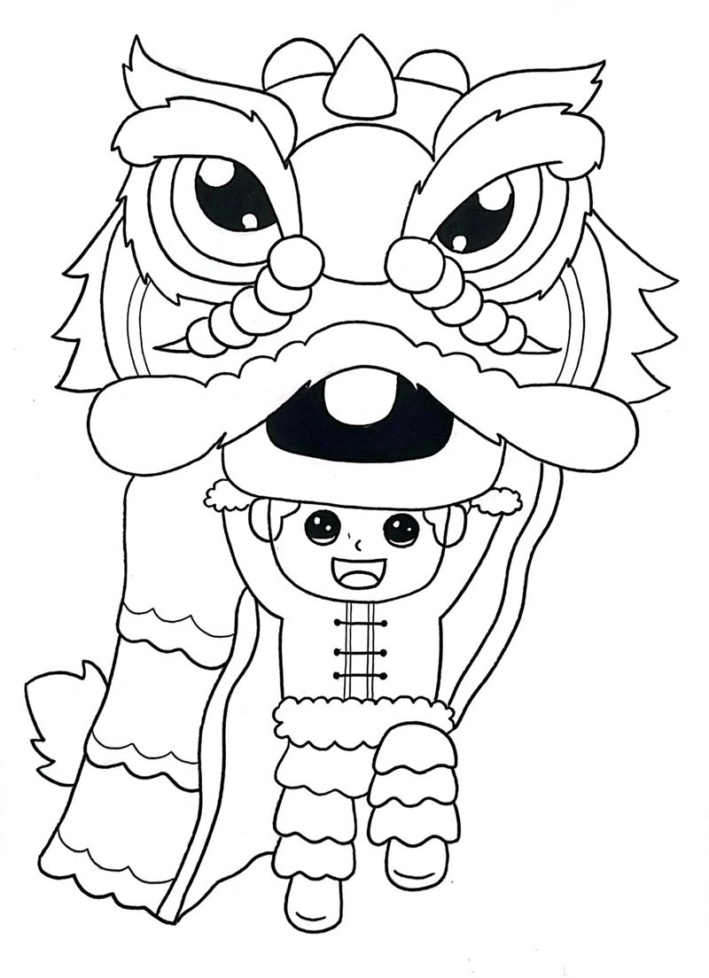 tranh tô màu múa lân 29