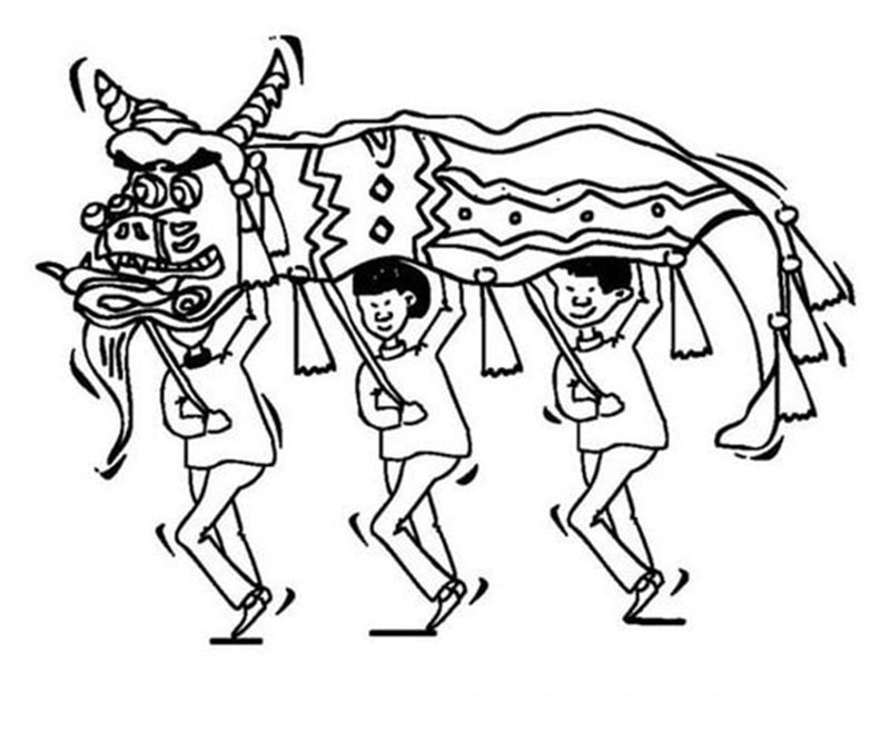 tranh tô màu múa lân 3