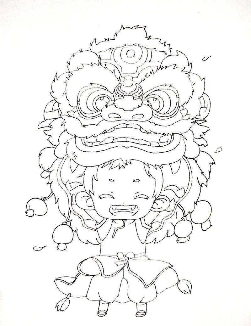 tranh tô màu múa lân 31