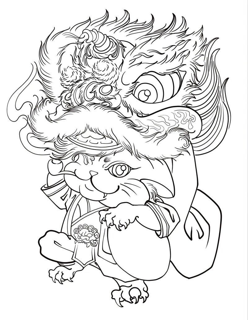 tranh tô màu múa lân 32