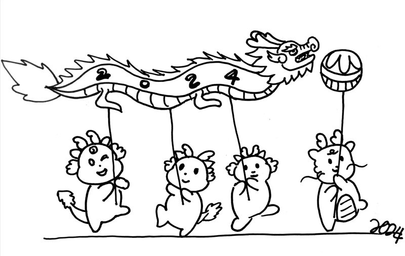 tranh tô màu múa lân 34