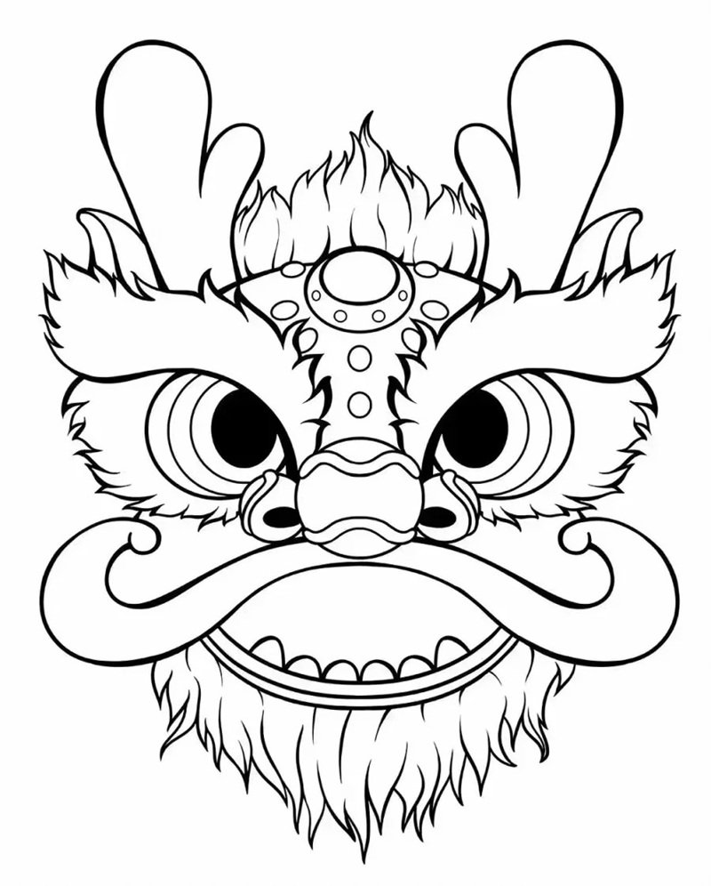 tranh tô màu múa lân 36