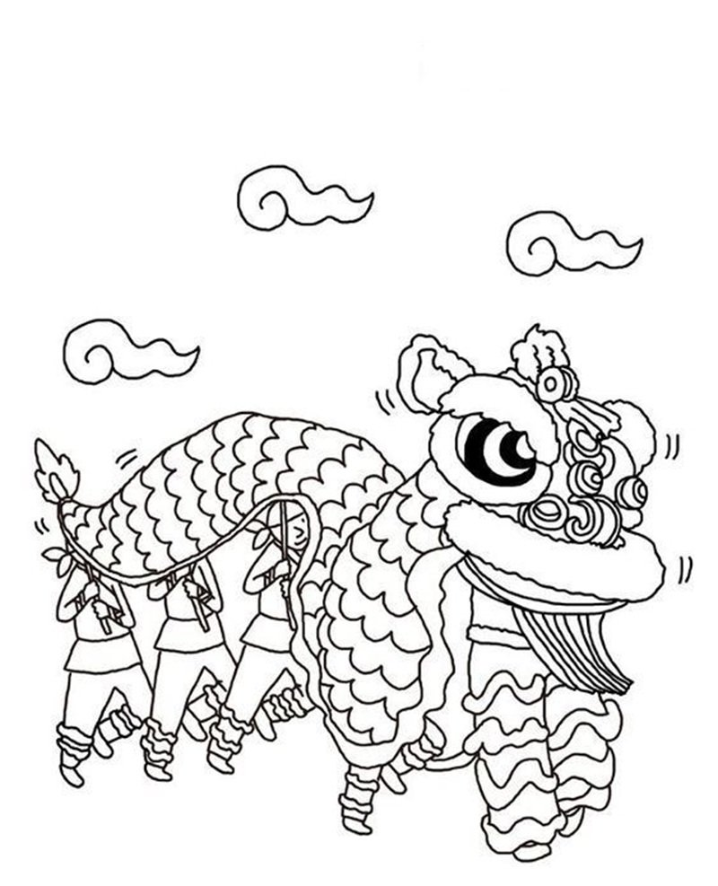 tranh tô màu múa lân 4