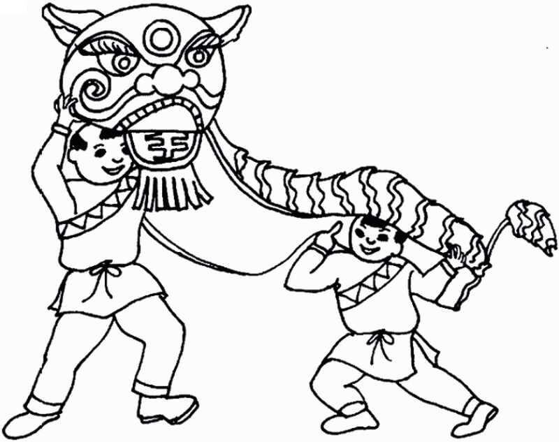 tranh tô màu múa lân 6