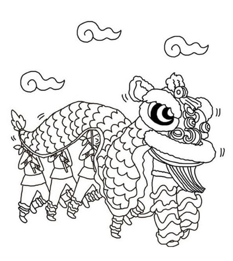 tranh tô màu múa lân 7