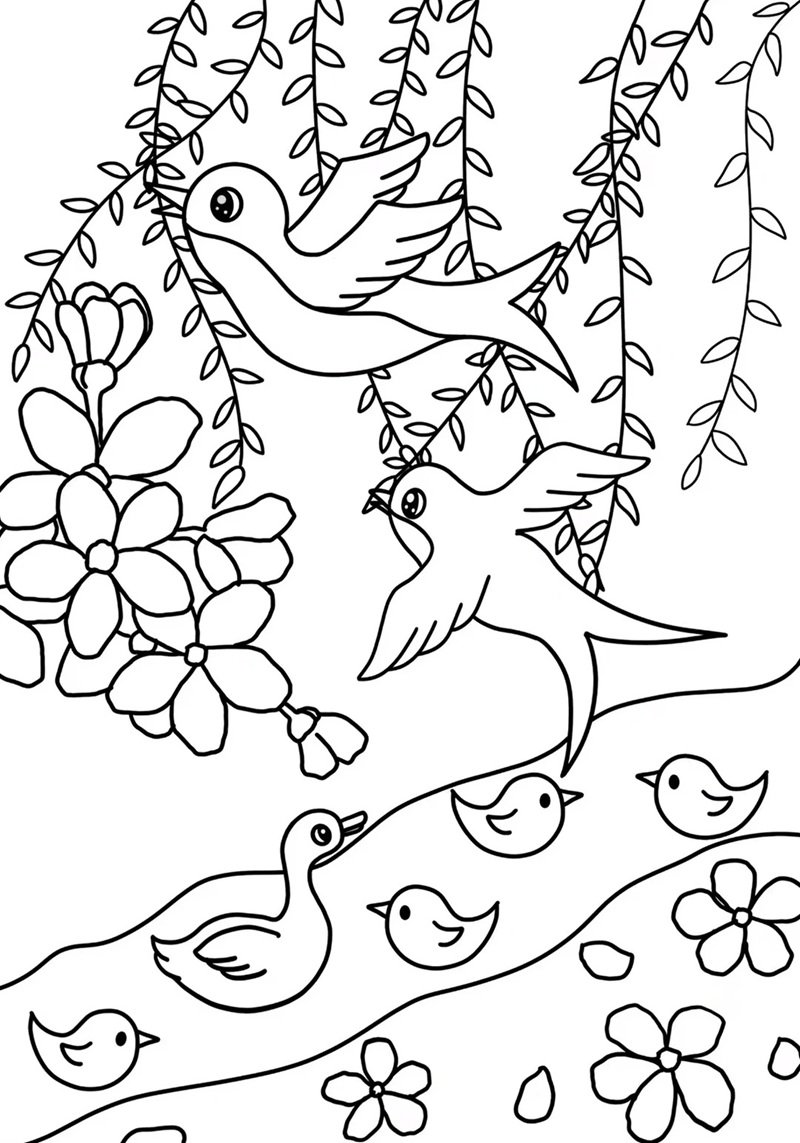 tranh tô màu mùa xuân 32