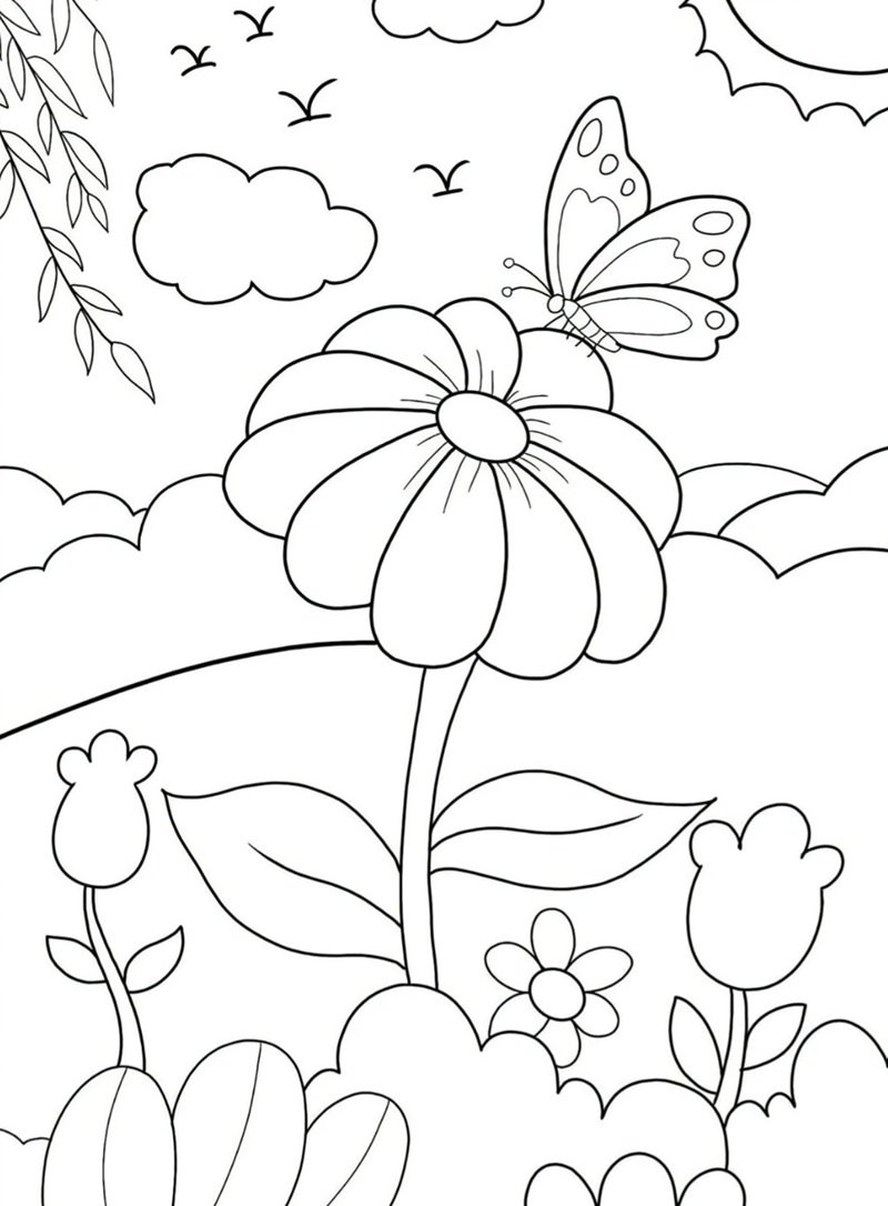 tranh tô màu mùa xuân 35