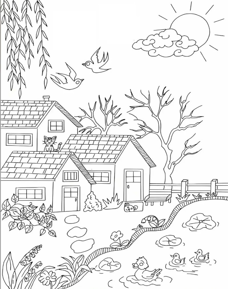 tranh tô màu mùa xuân 7