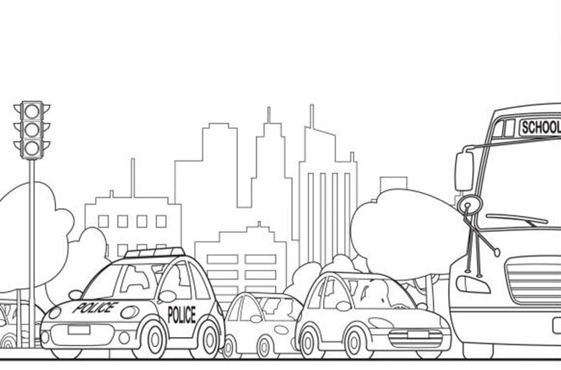 Vector Black And White, Big CityTraffic