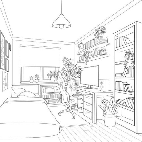 tranh tô màu phòng ngủ 22