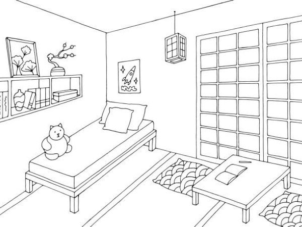 tranh tô màu phòng ngủ 23