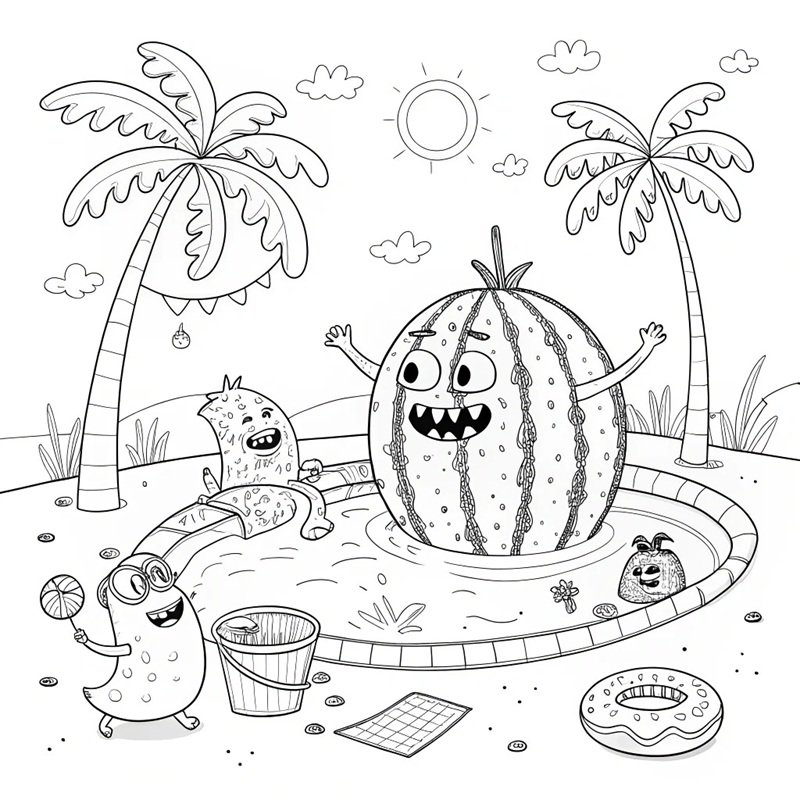 tranh tô màu quả dưa hấu 26