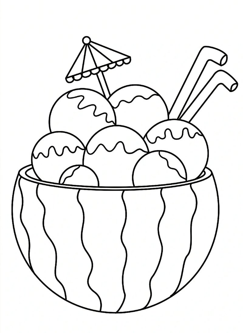 tranh tô màu quả dưa hấu 30