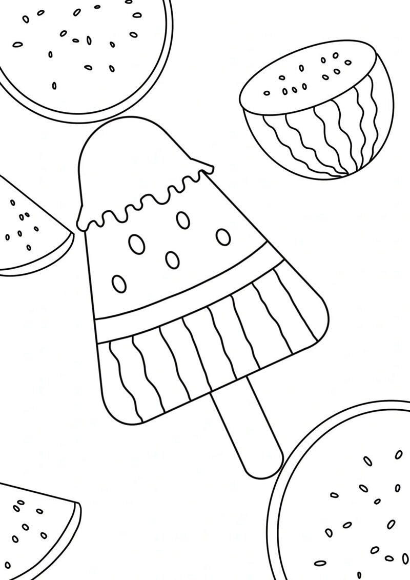 tranh tô màu quả dưa hấu 32