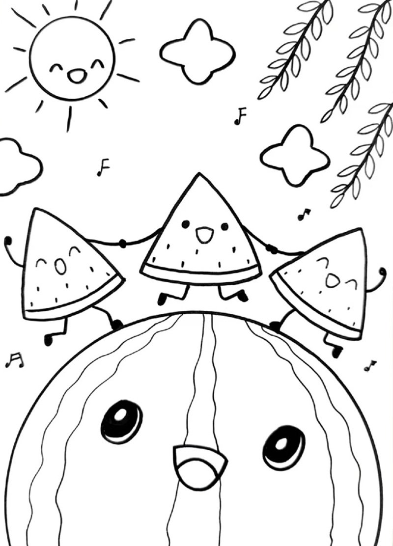 tranh tô màu quả dưa hấu 33