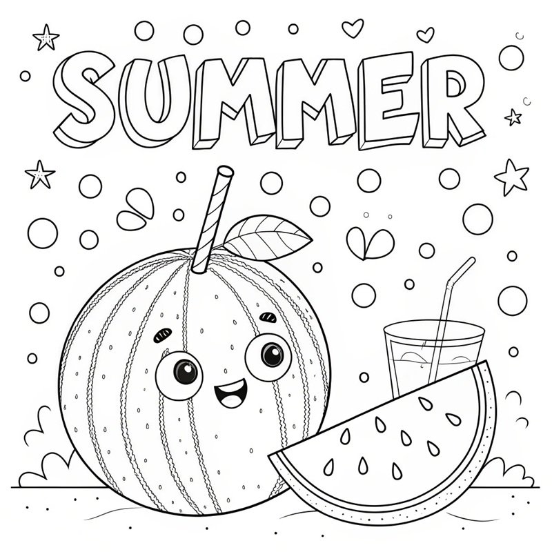 tranh tô màu quả dưa hấu 44