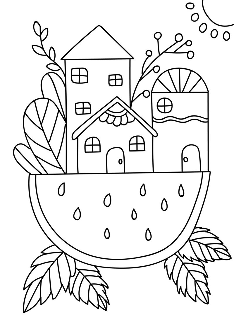 tranh tô màu quả dưa hấu 45