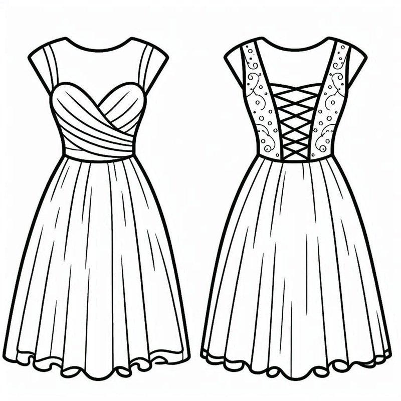 tranh tô màu váy dạ hội 1