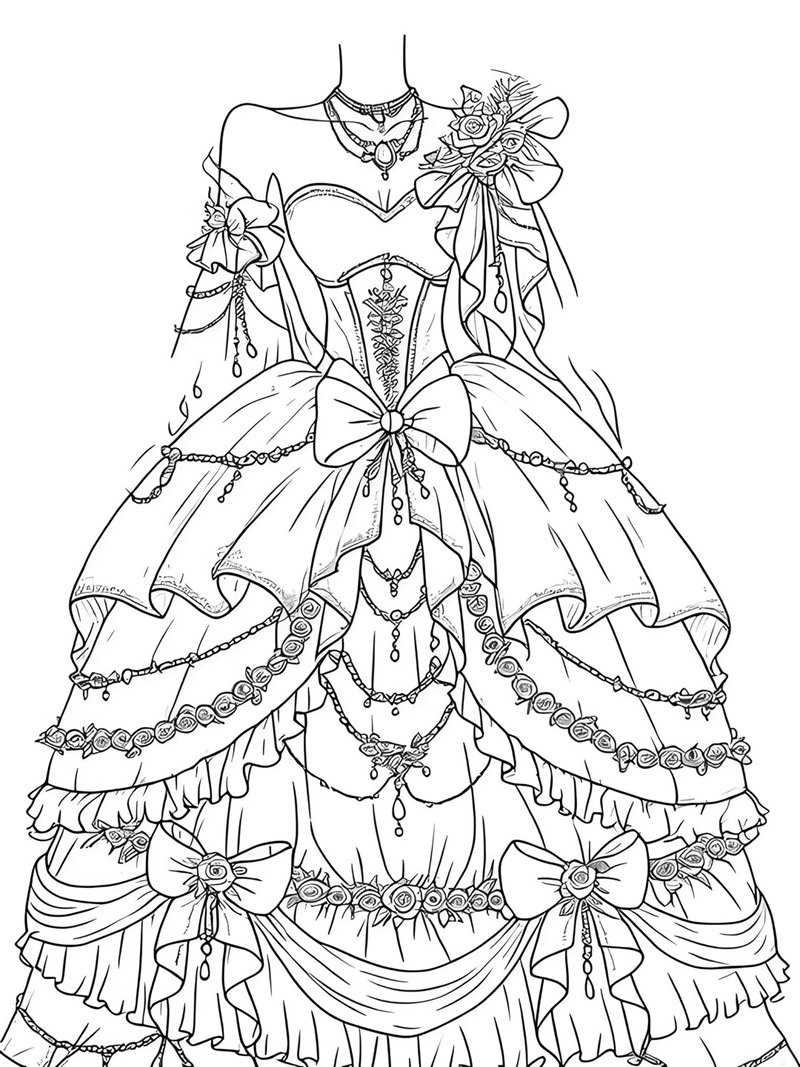 tranh tô màu váy dạ hội 11