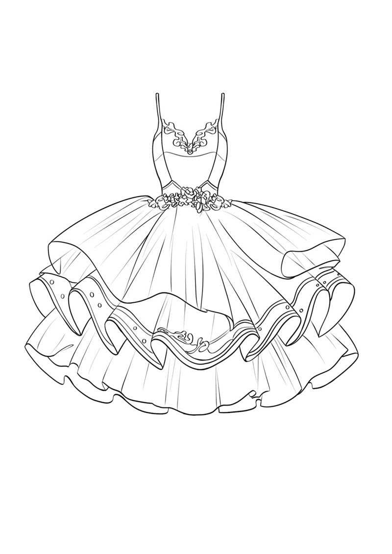 tranh tô màu váy dạ hội 20