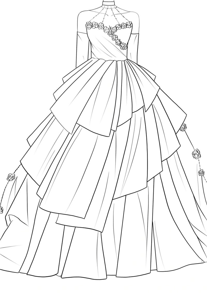 tranh tô màu váy dạ hội 38