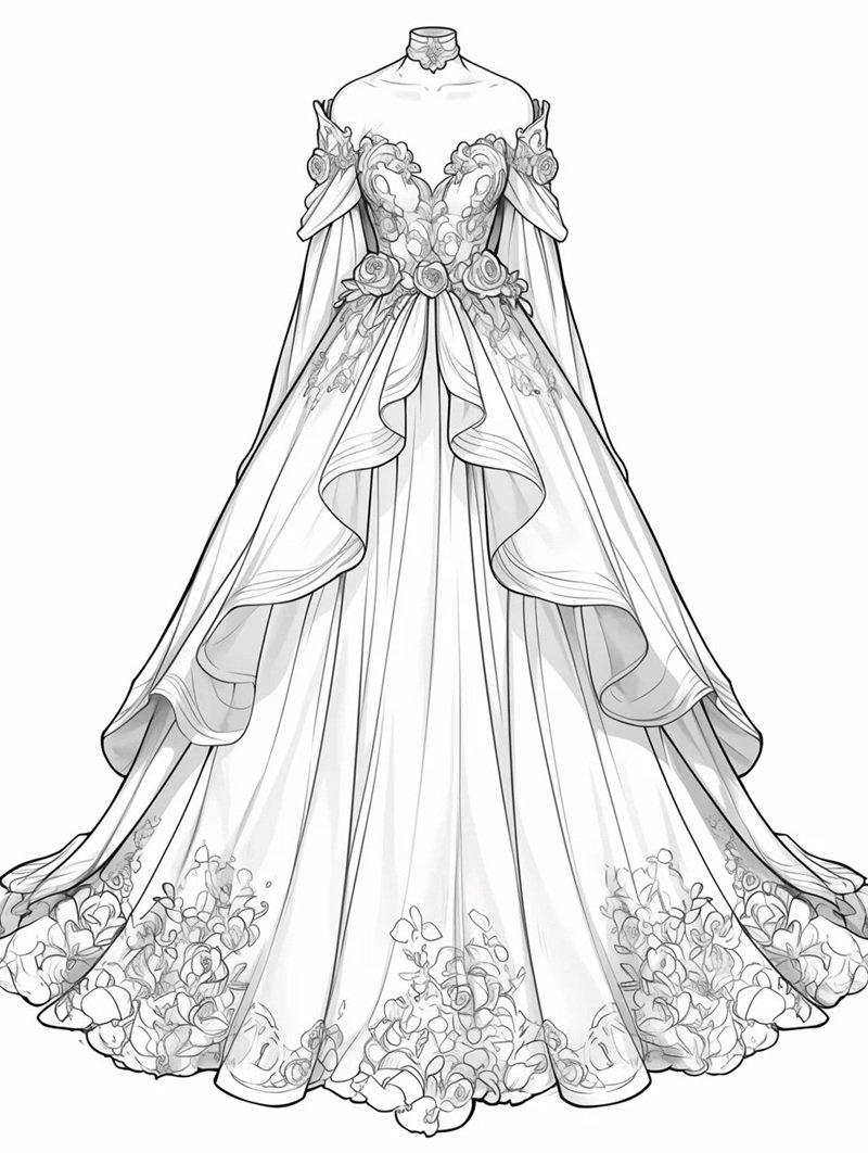 tranh tô màu váy dạ hội 40